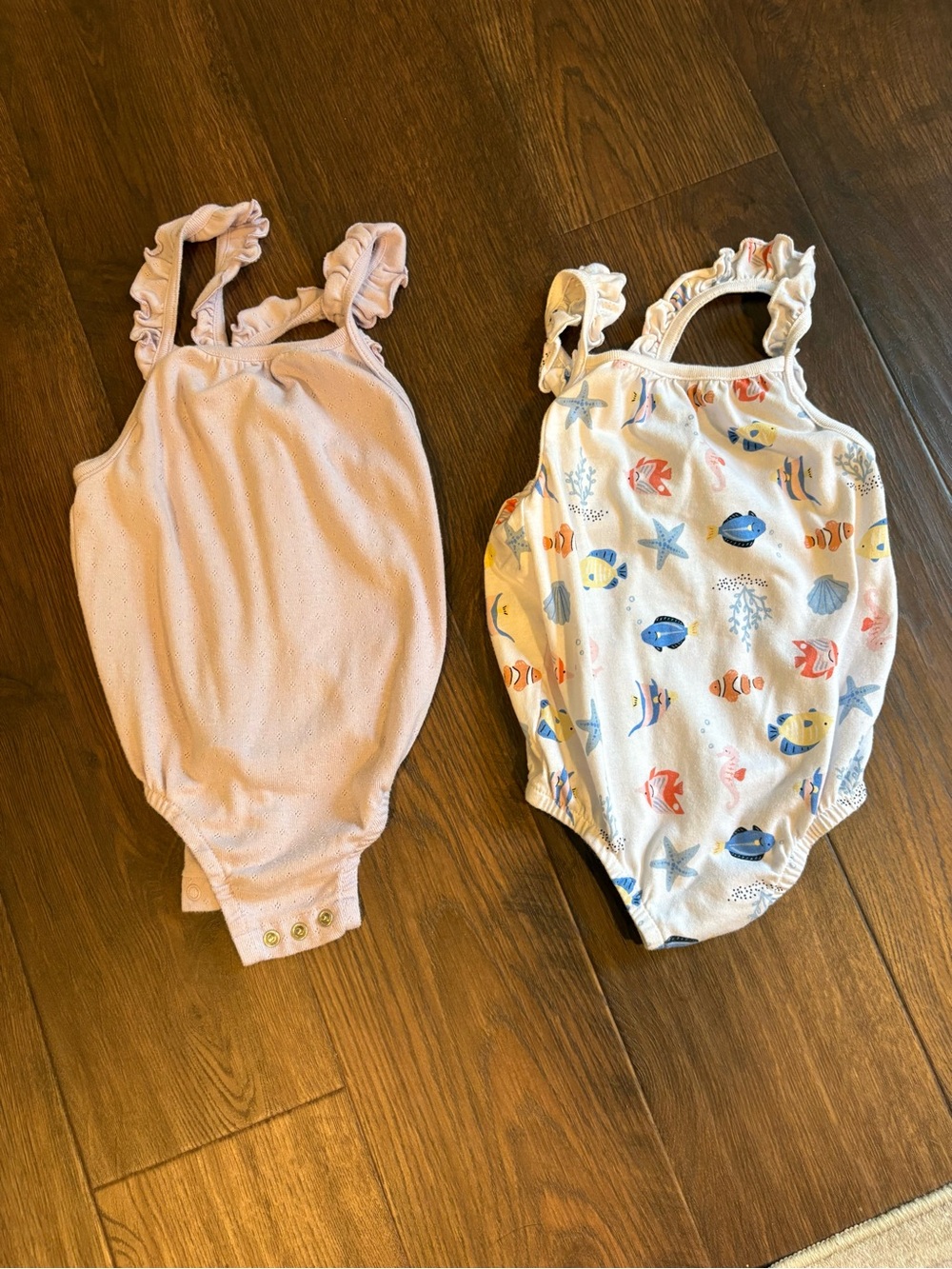 Baby Girls' One-Piece Tank - Light Purple & Ocean Print